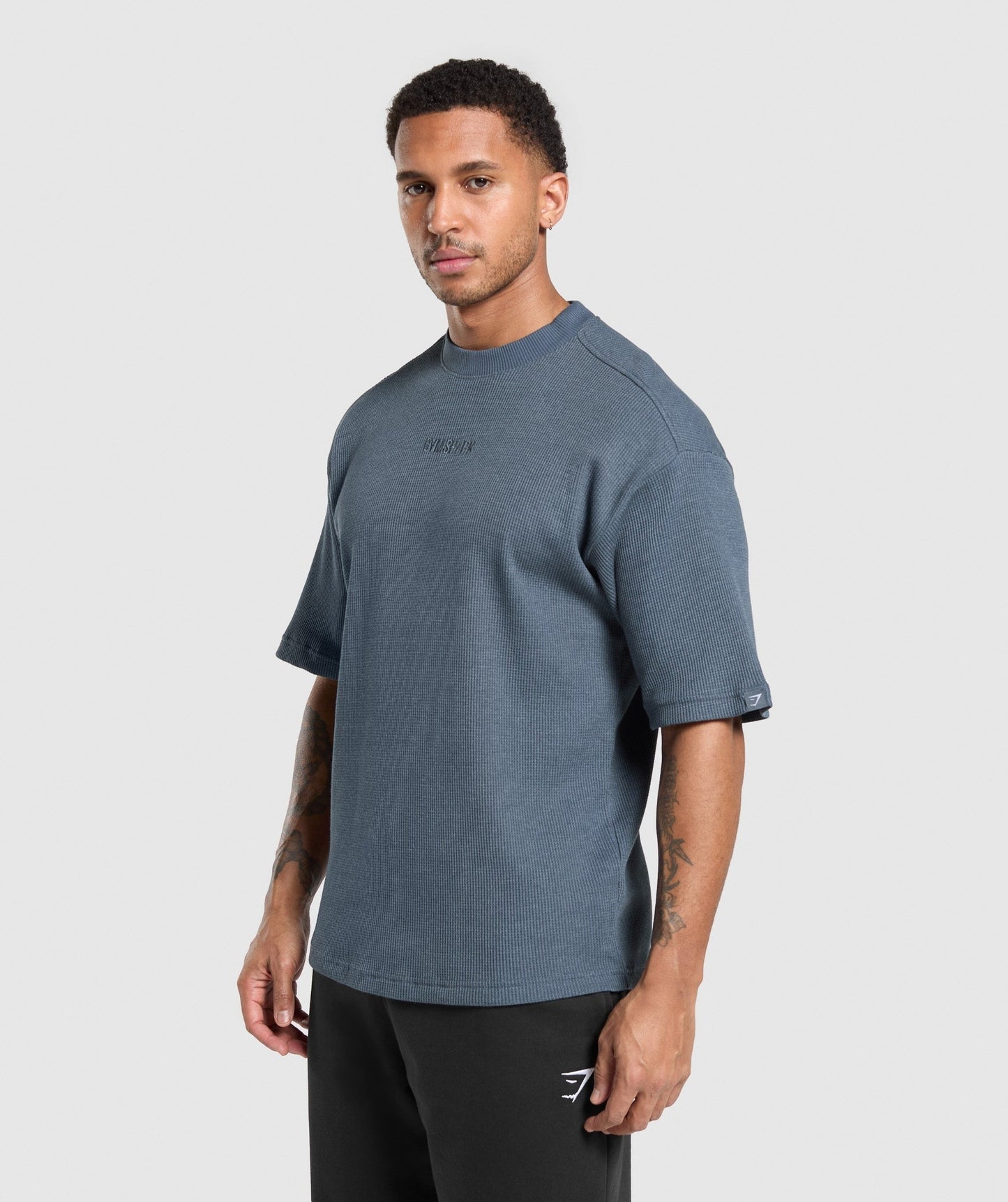 Gymshark Waffle Oversized T-Shirt - Titanium Blue
