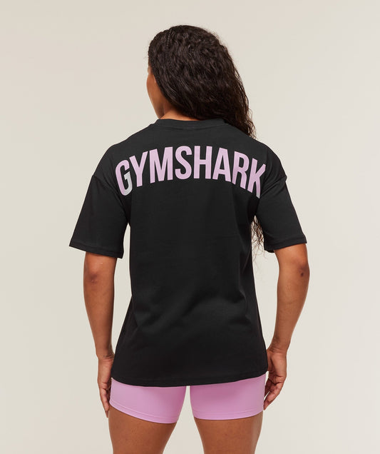 Gymshark GS Power Oversized T-Shirt - Black/Warm Lilac