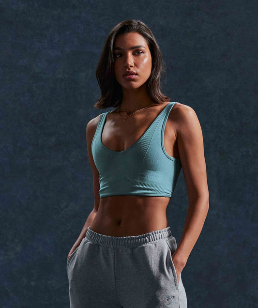Gymshark Rest Day Seamless Bralette - Charred Blue