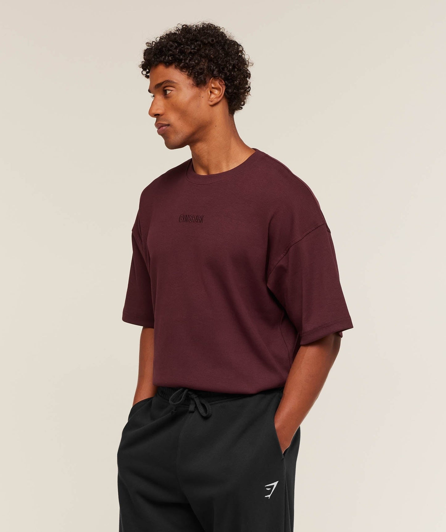 Gymshark Oversized Premium Ribbed T-Shirt - Rich Maroon