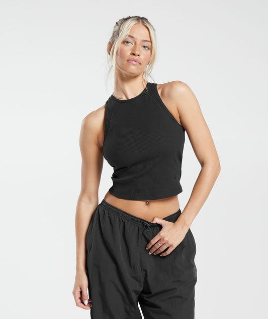Gymshark Cotton Rib Midi Tank - Black