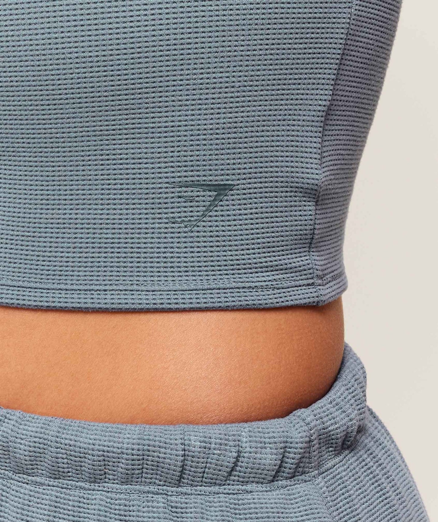 Gymshark Waffle Cropped Tank - Iron Blue