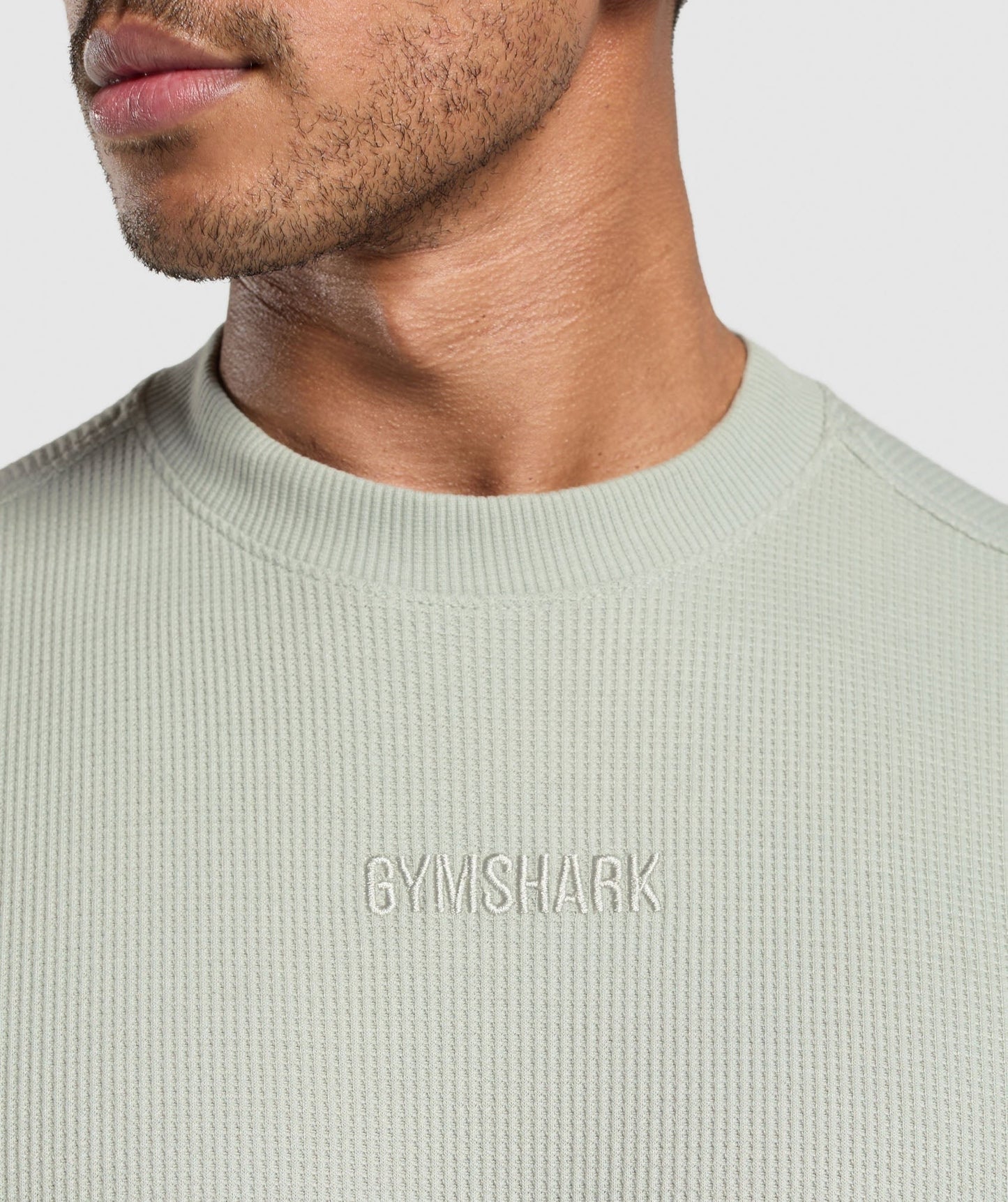 Gymshark Waffle Oversized T-Shirt - Stone Grey