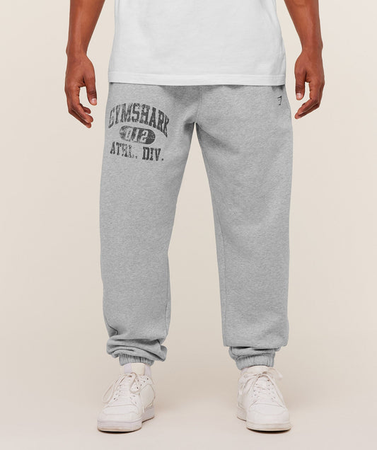 Gymshark Athletic Division Graphic Joggers - Light Grey Core Marl