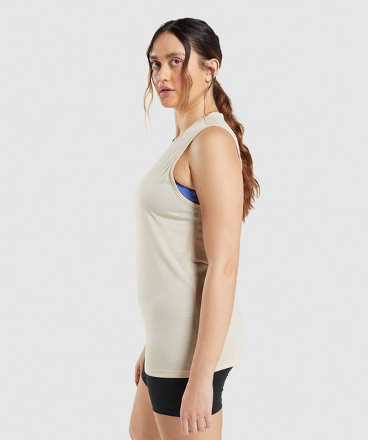 Gymshark Training Drop Arm Tank - Vanilla Brown