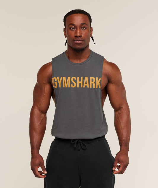 Gymshark Prime Drop Arm Tank - Grey/Antique Gold