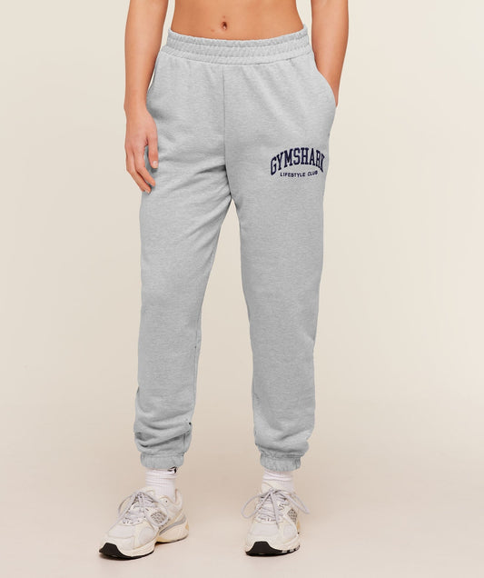 Gymshark Collegiate Graphic Joggers - Light Grey Core Marl