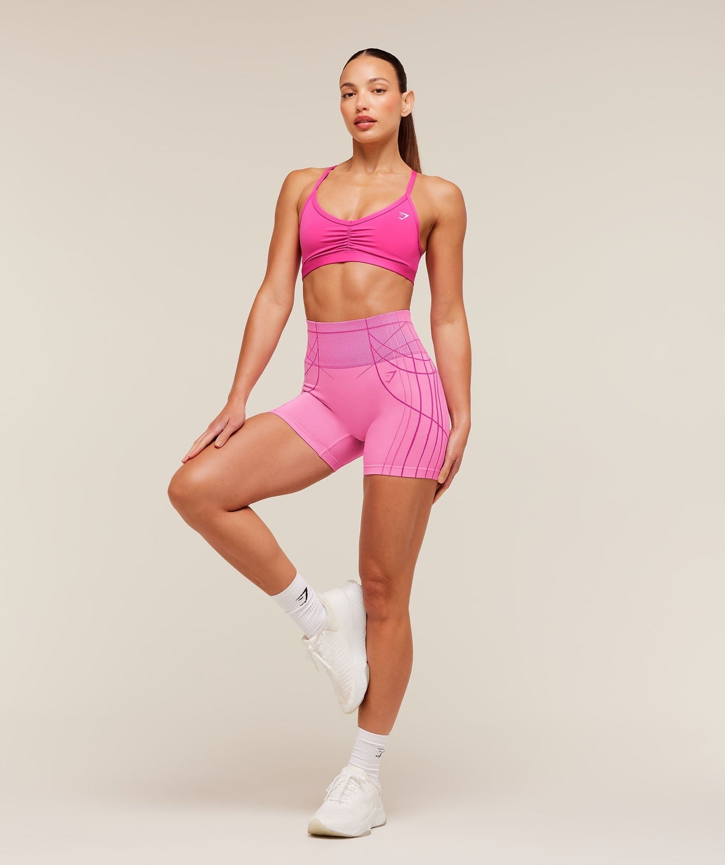 Gymshark Ruched Strappy Sports Bra - Super-Set Pink