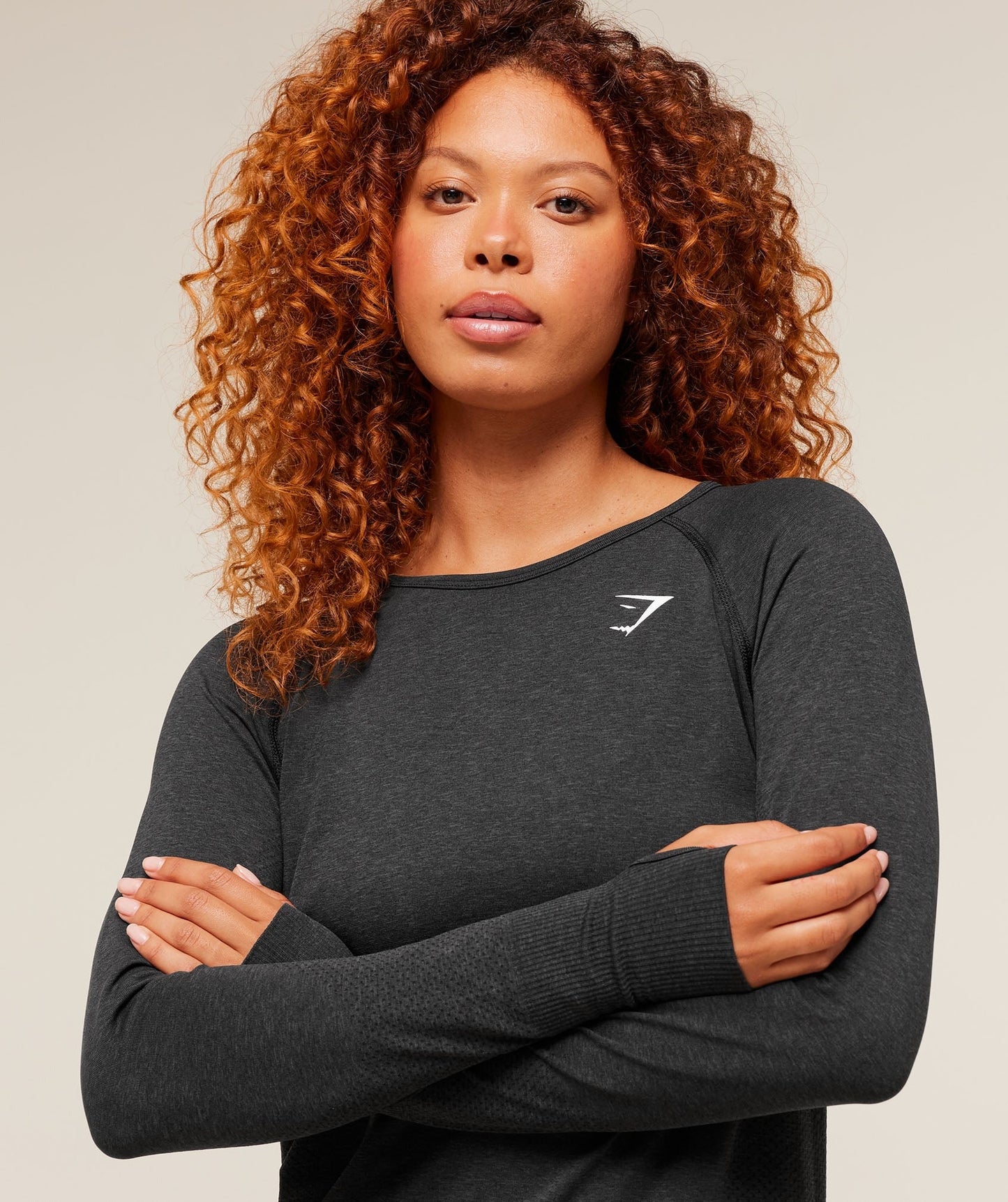 Gymshark Vital Seamless Light Long Sleeve Top - Black Marl