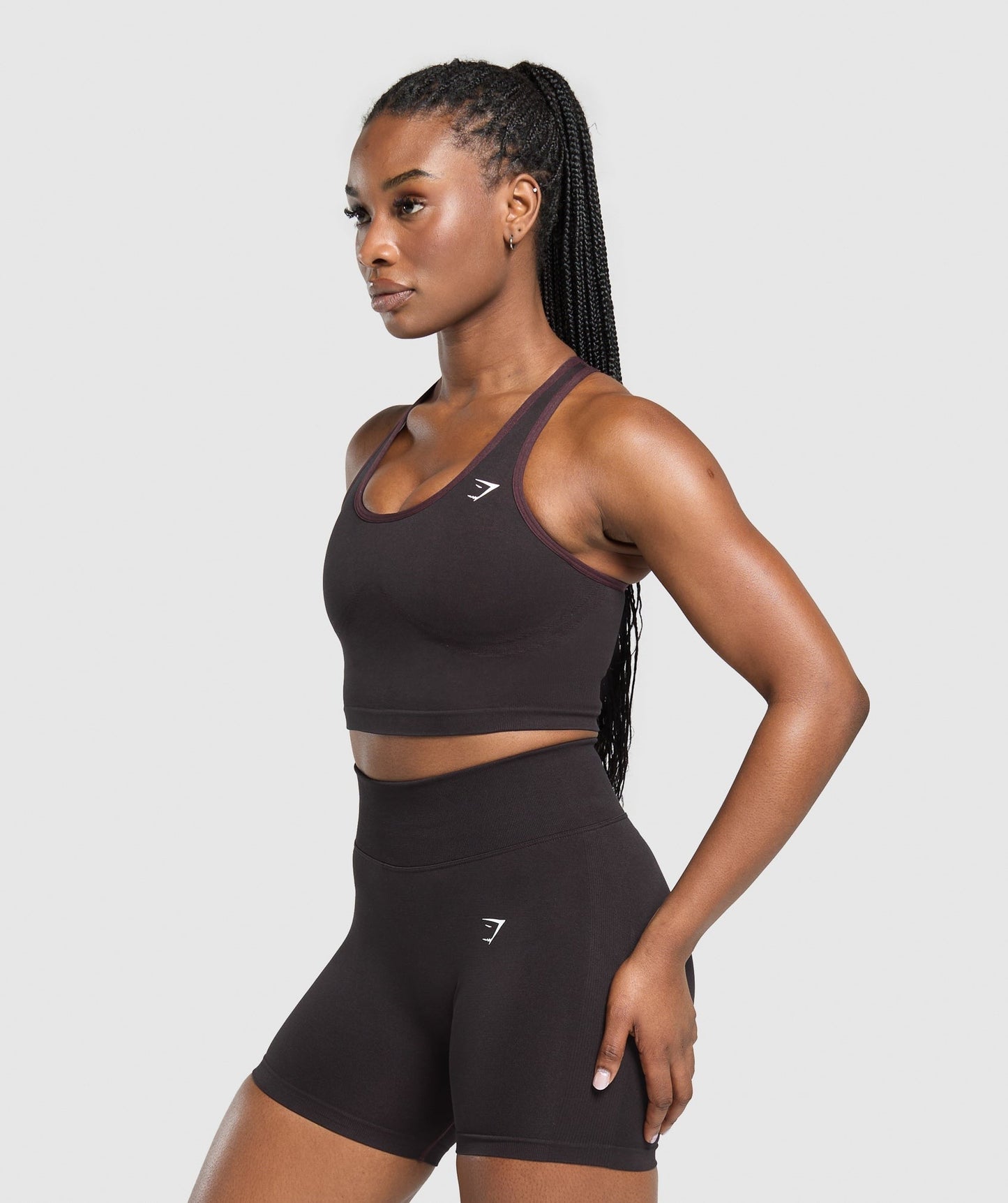 Gymshark Lift Seamless Midi Tank With Shelf - Depth Purple/Black Marl