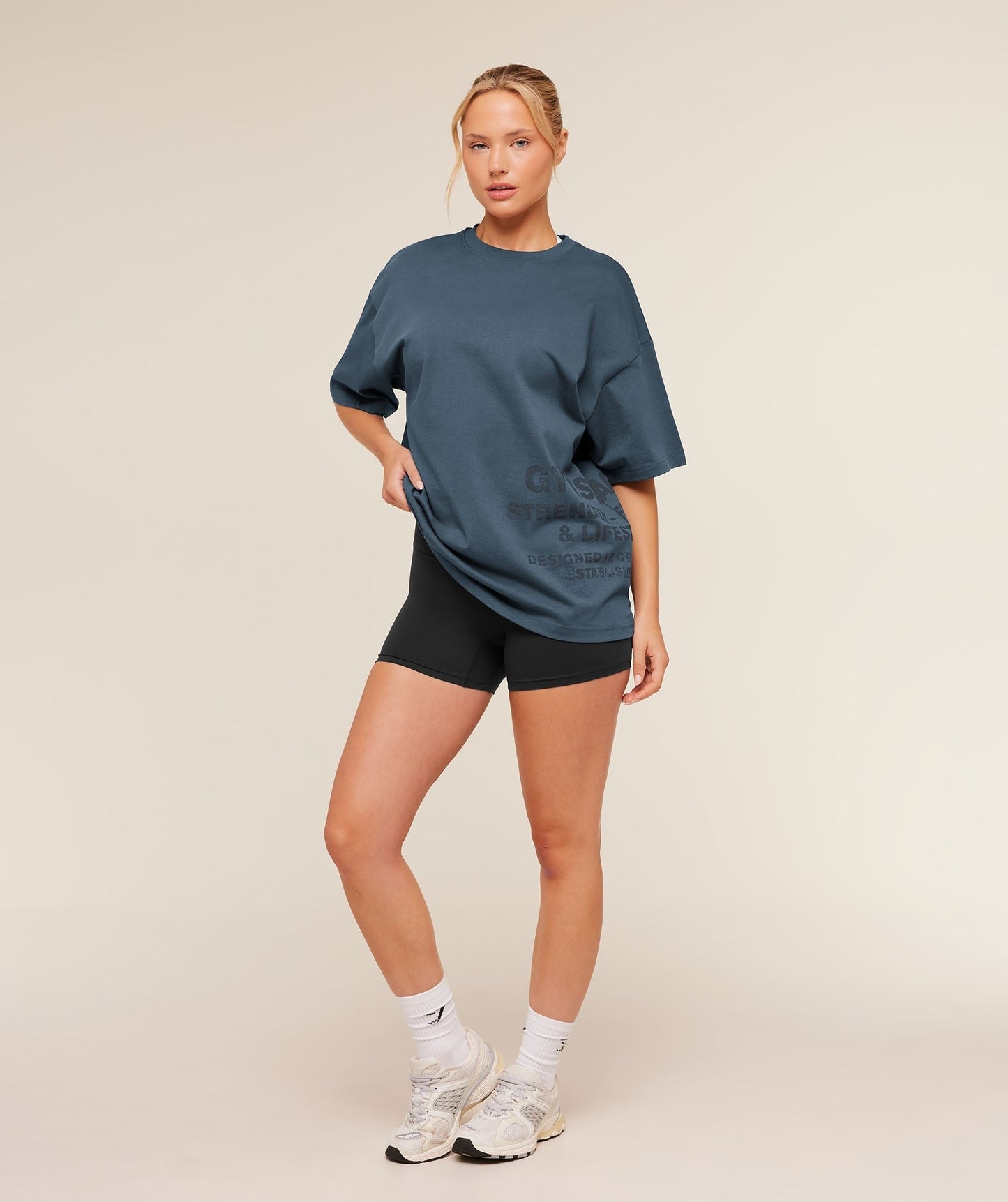 Gymshark Stacked Graphic Short Sleeve T-Shirt - Stealth Blue