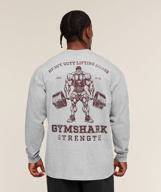 Gymshark Strength Long Sleeve T-Shirt - Light Grey Core Marl