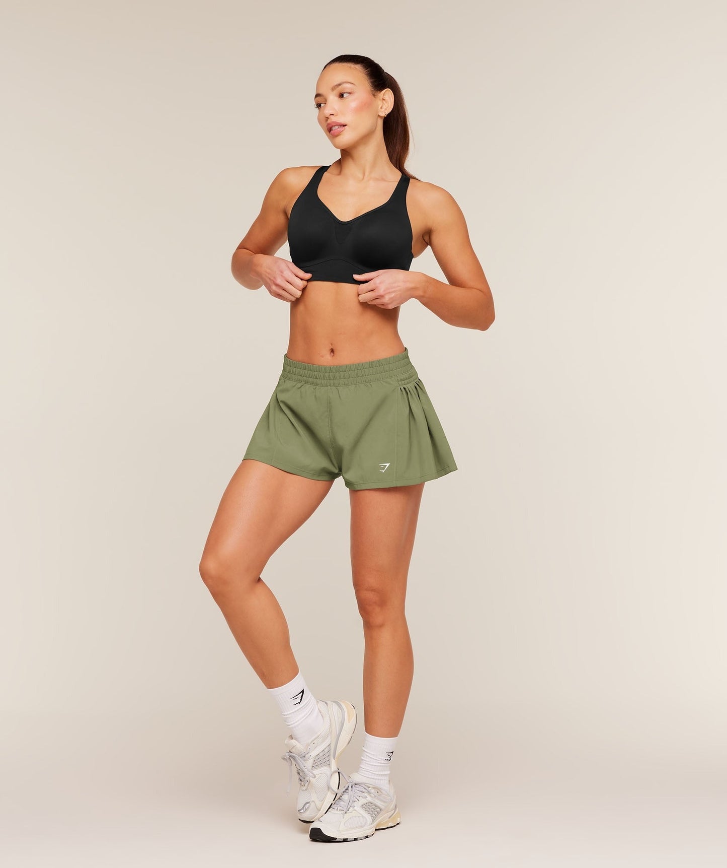 Gymshark Flutter Woven Shorts - GS Grounded Green