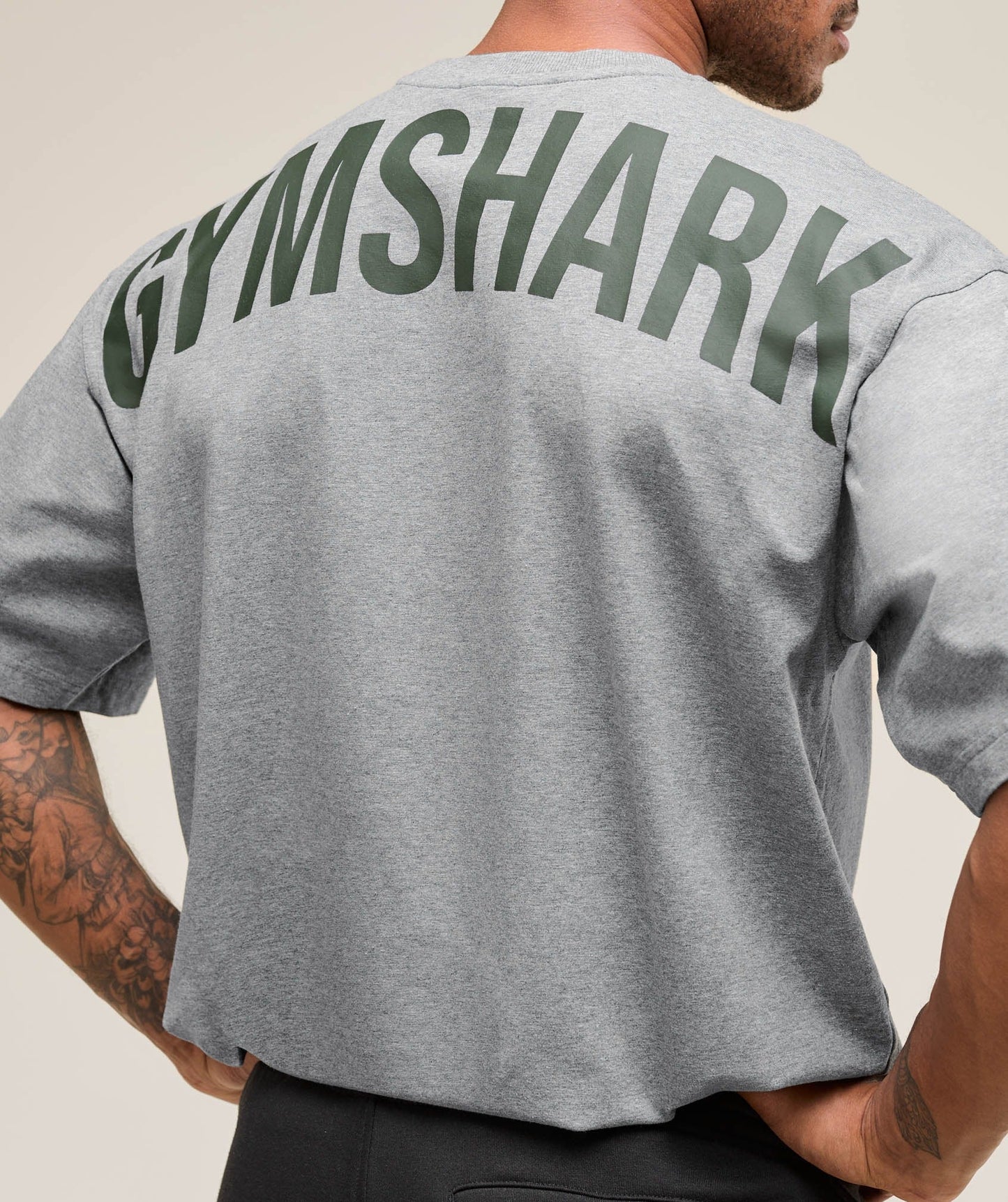 Gymshark Power T-Shirt - Charcoal Core Marl/Trail Green