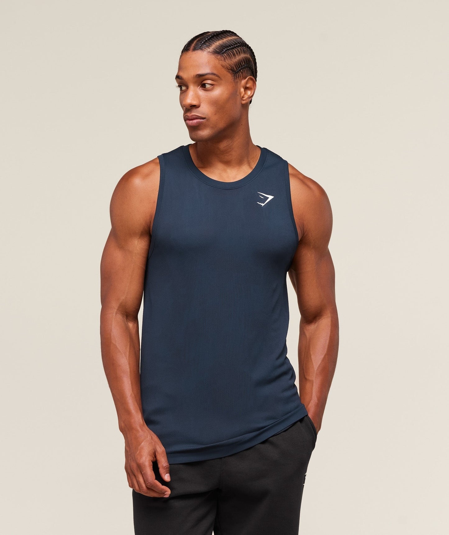 Gymshark Geo Seamless Tank - Navy/Heavy Blue