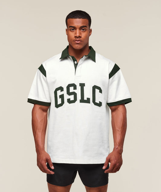 Gymshark GSLC Retro Polo Shirt - Trail Green/Soft White