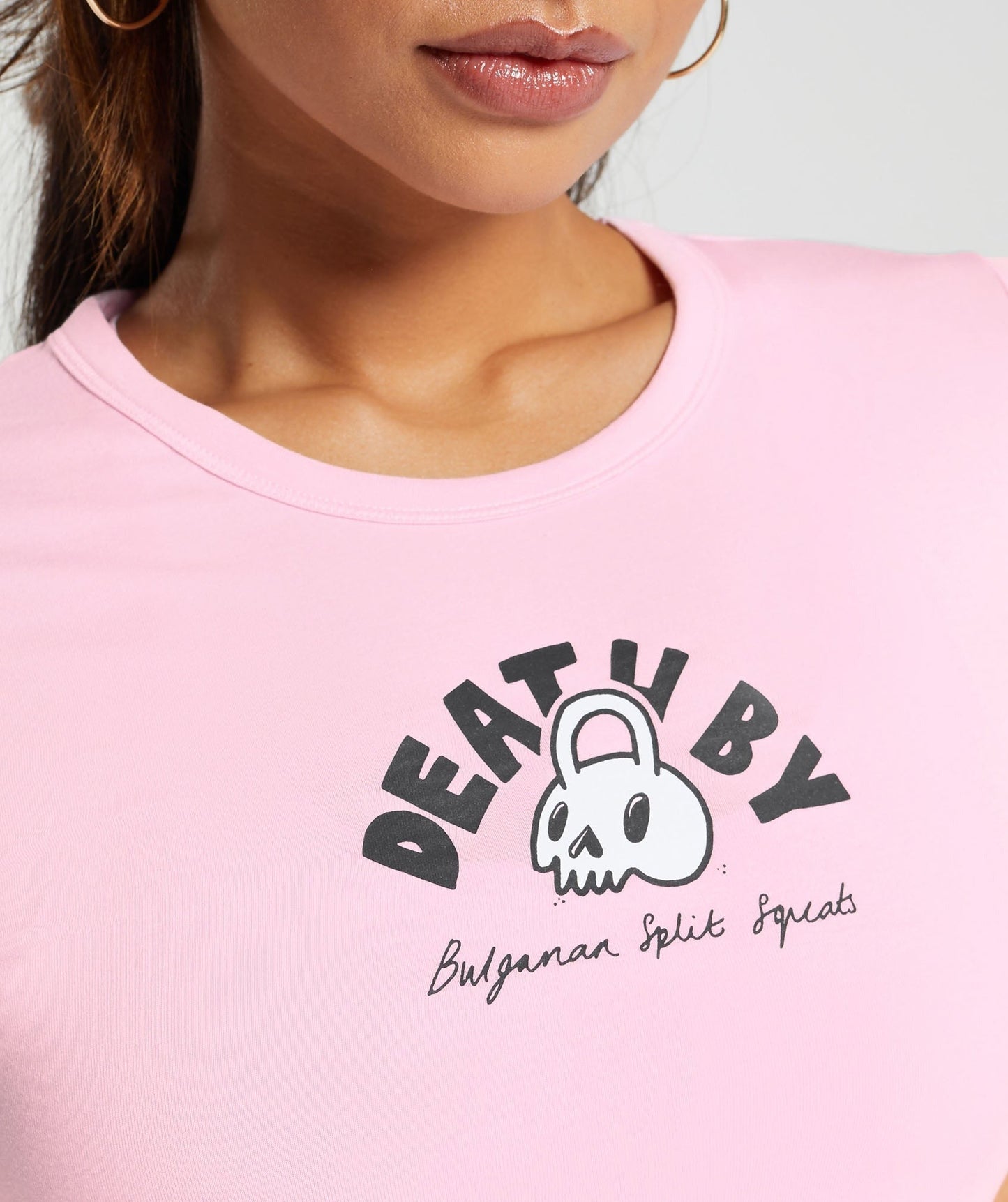 Gymshark Cotton Graphic Crop Top - Dolly Pink