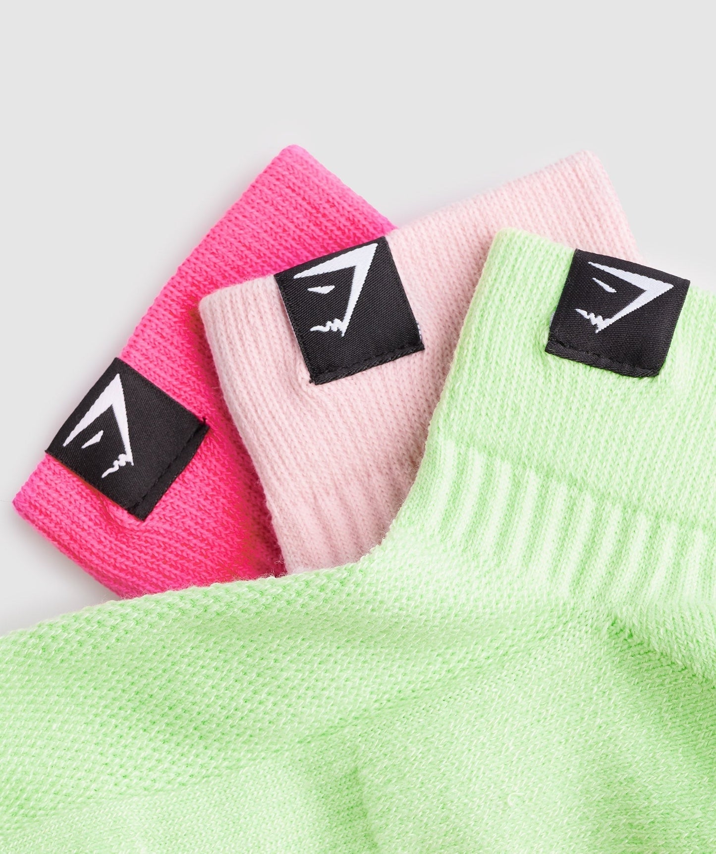 Gymshark Woven Tab Sneaker Socks 3pk - Kiwi Green/Sweet Pink/Fluo Fuchsia