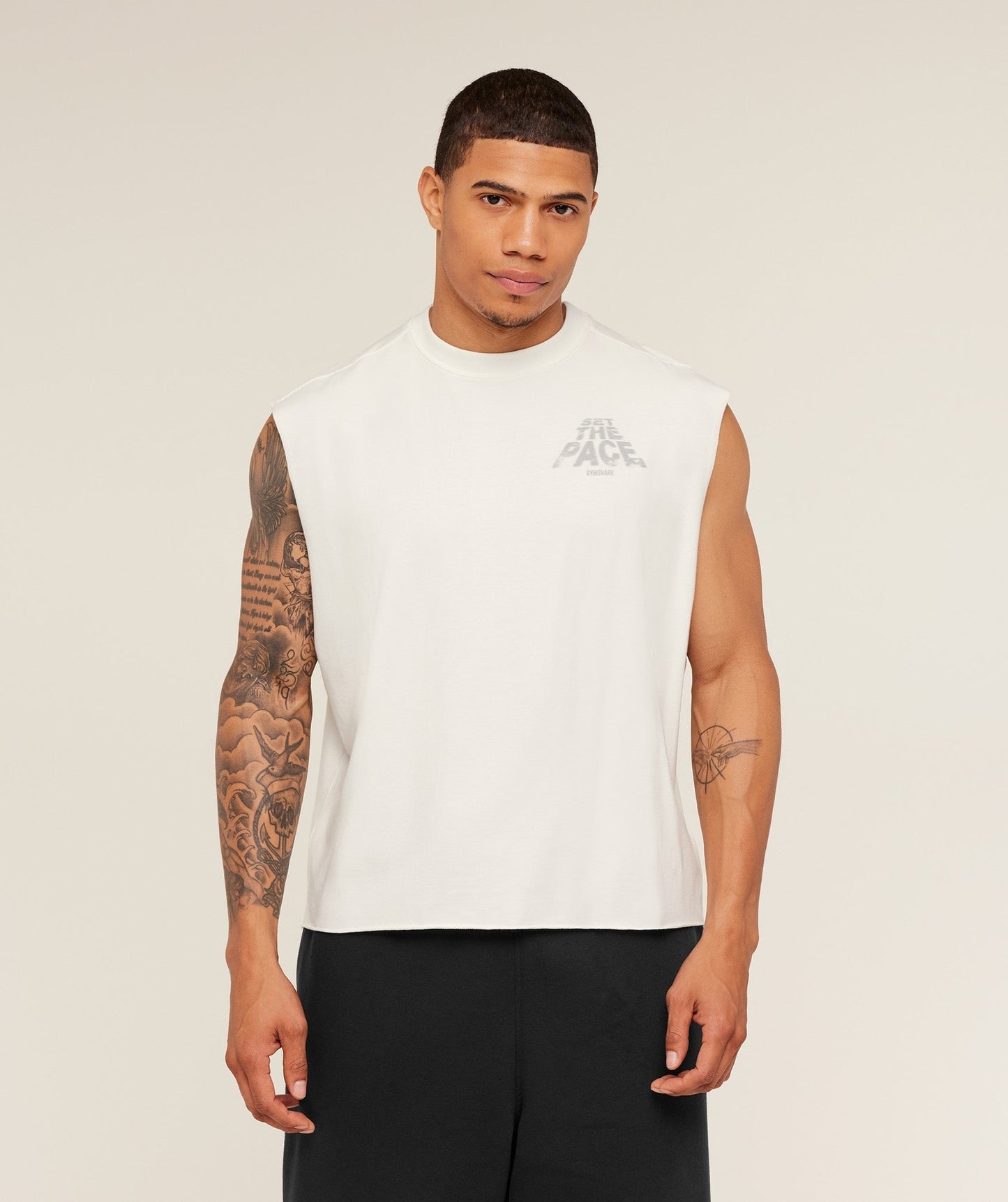 Gymshark Set The Pace Tank - GS Soft White