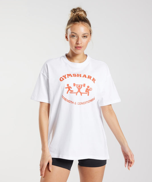 Gymshark Retro Graphic Oversized T-Shirt - White