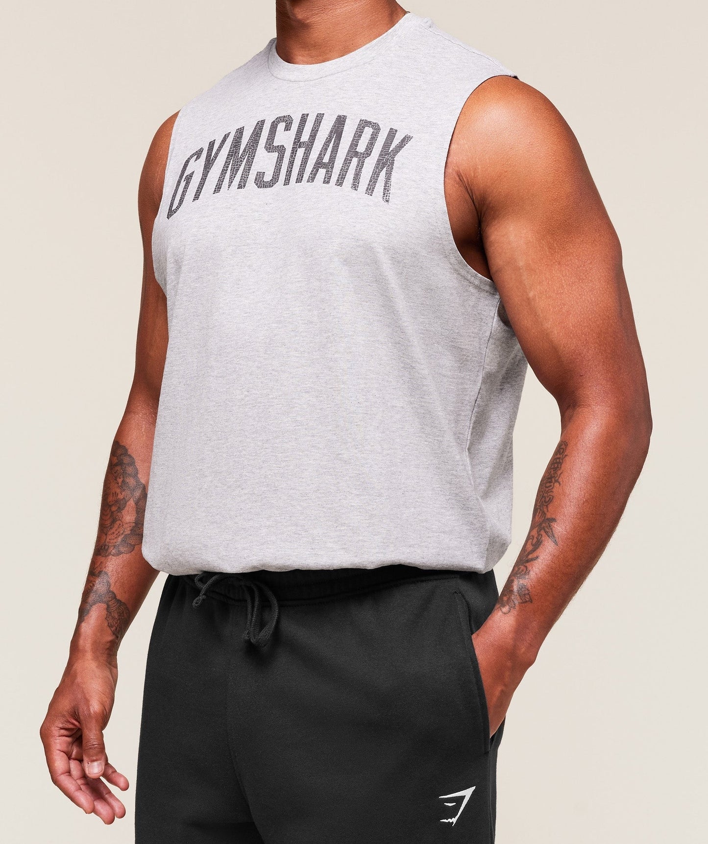 Gymshark Worn Graphic Tank - Light Grey Core Marl
