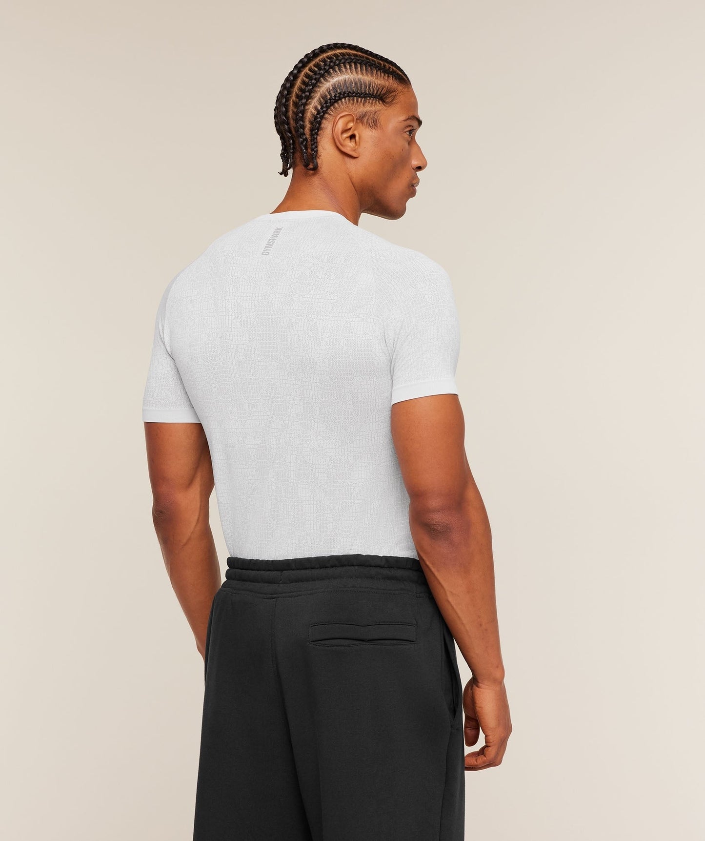 Gymshark Geo Seamless Grid T-Shirt - White/Silver Grey