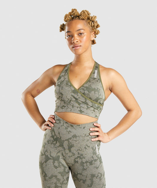 Gymshark Adapt Camo Seamless Sports Bra - Green