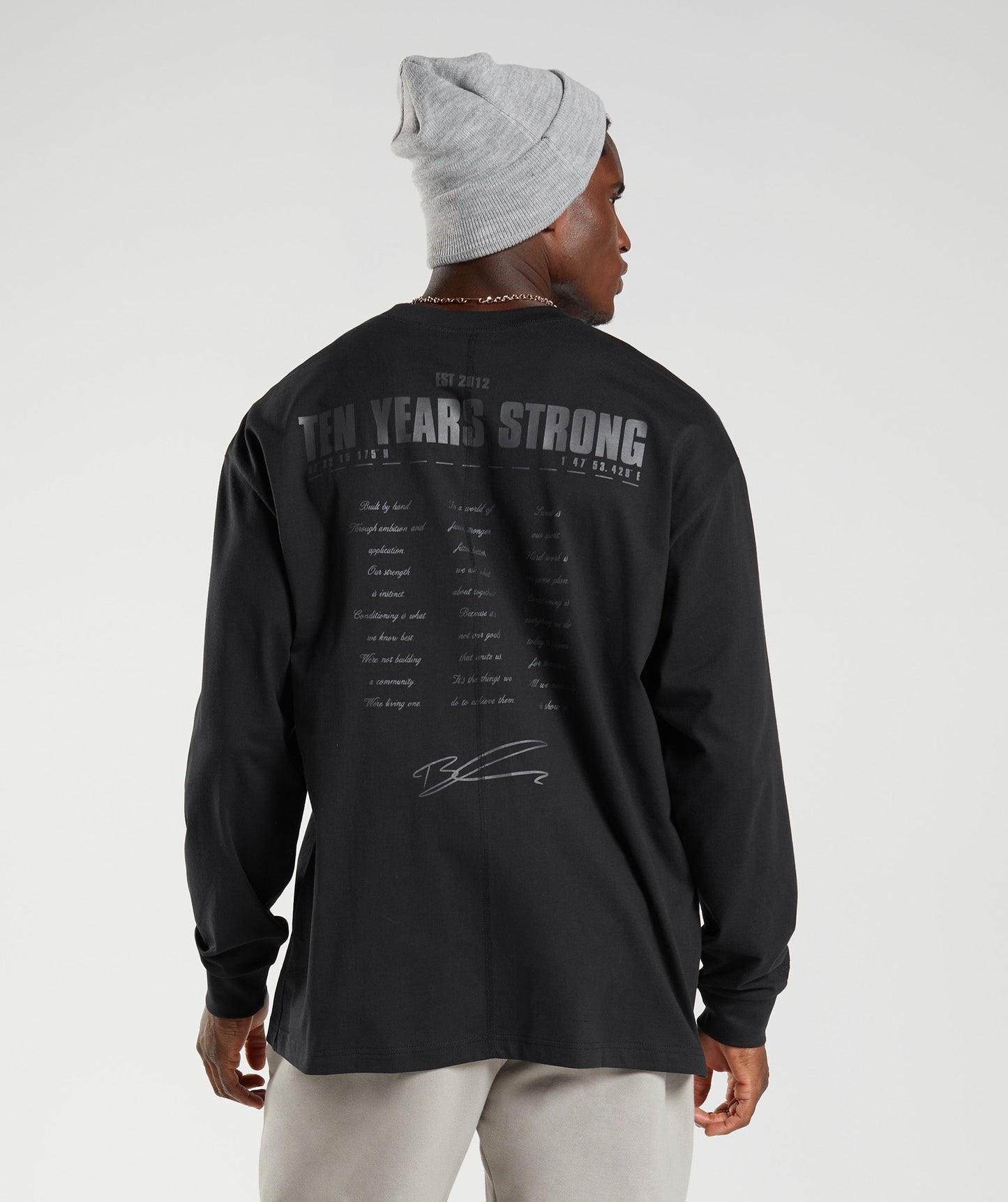 Gymshark GS10 Year Oversized Long Sleeve T-Shirt - Black
