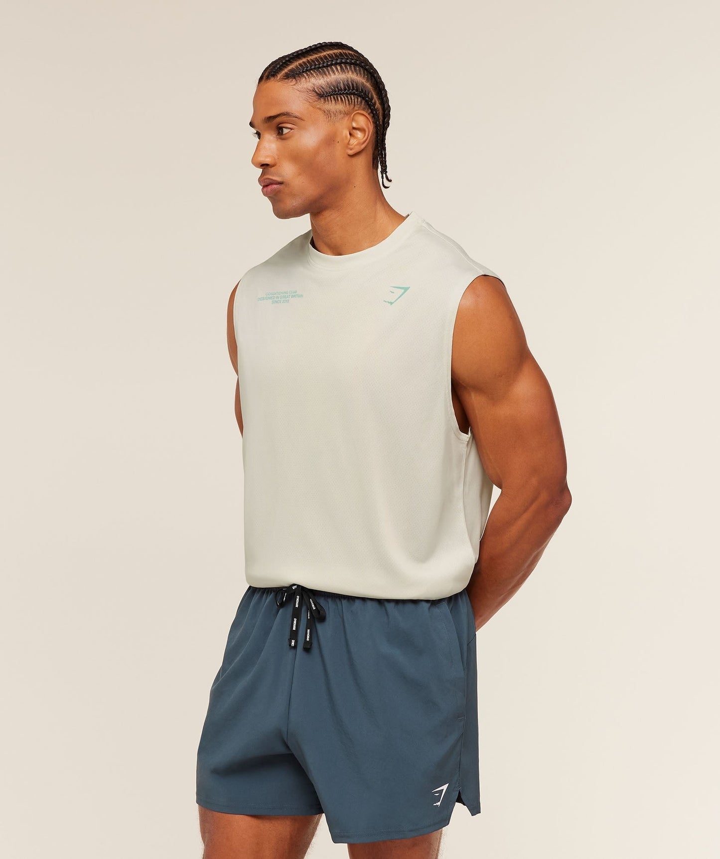 Gymshark Conditioning Club Washed Tank - Soft White/Pop Turquoise/Wash
