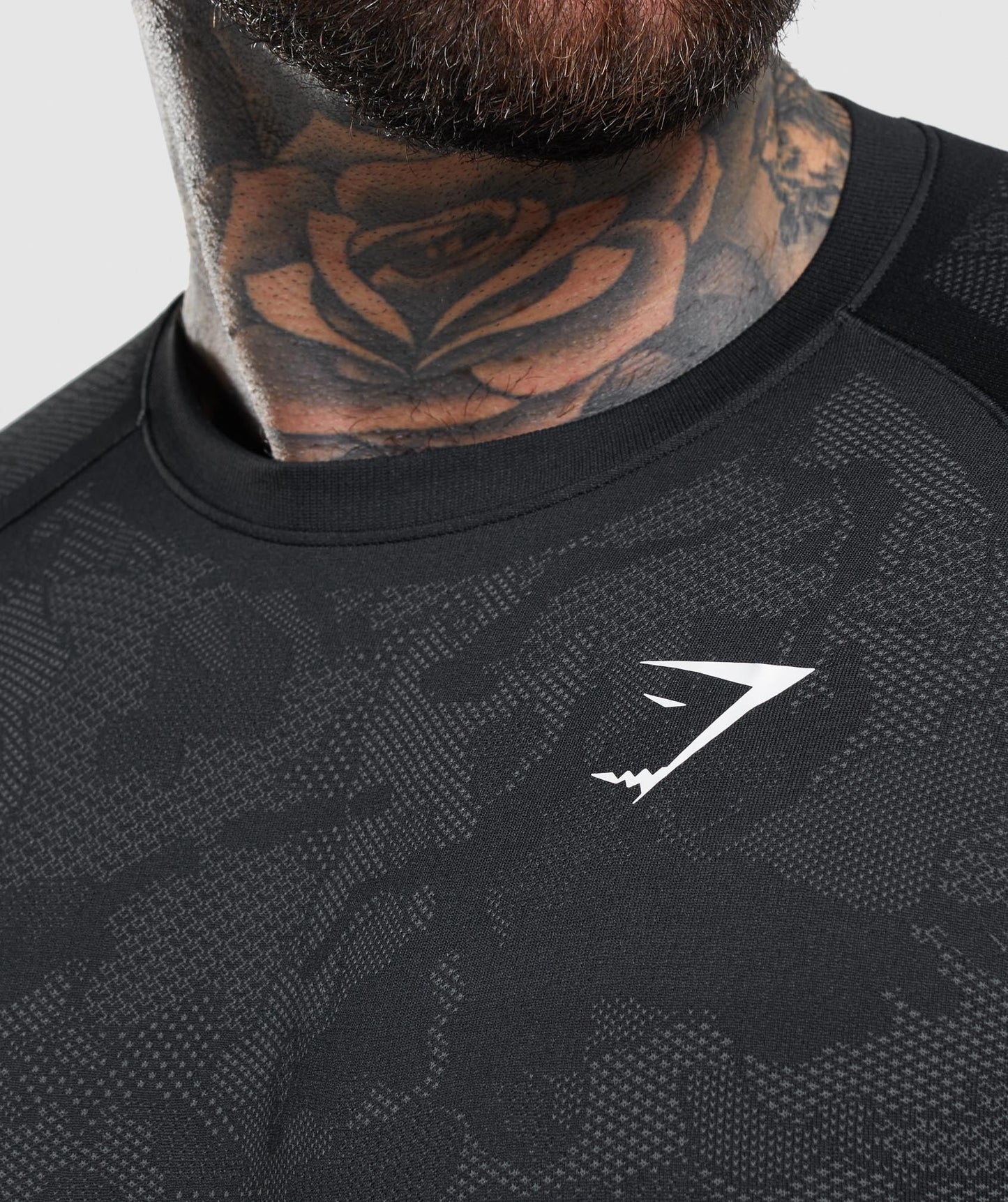 Gymshark Geo Seamless Long Sleeve T-Shirt - Black/Charcoal Grey