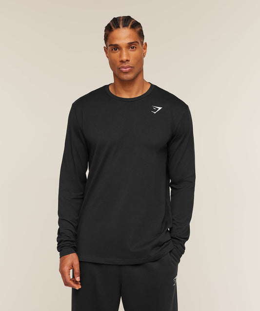 Gymshark Crest Long Sleeve T-Shirt - Black