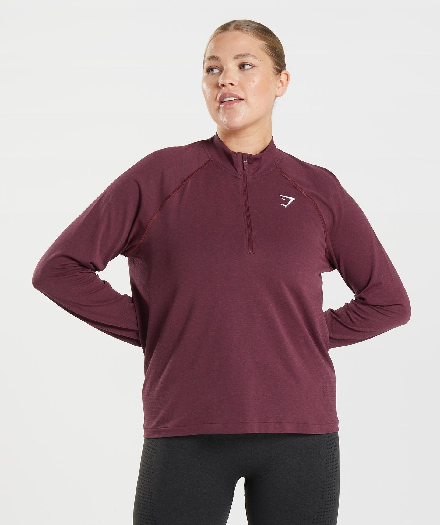 Gymshark Vital 1/2 Zip - Baked Maroon Marl