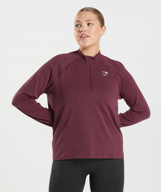 Gymshark Vital 1/2 Zip - Baked Maroon Marl
