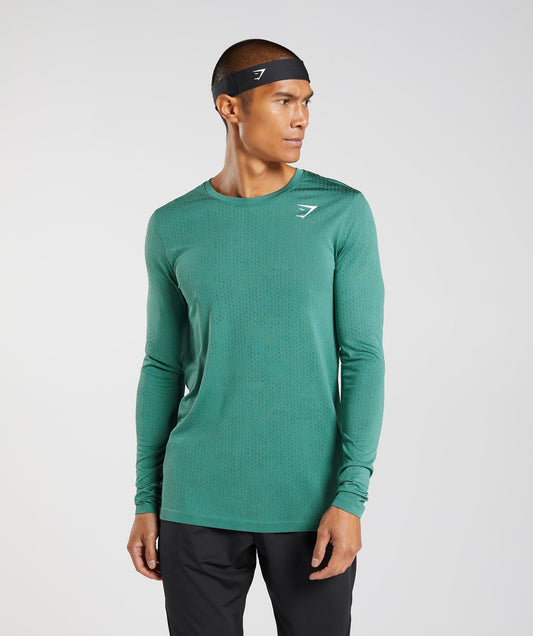 Gymshark Sport Seamless Long Sleeve T-Shirt - Hoya Green/Woodland Green