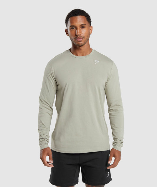 Gymshark Crest Long Sleeve T-Shirt - Stone Grey