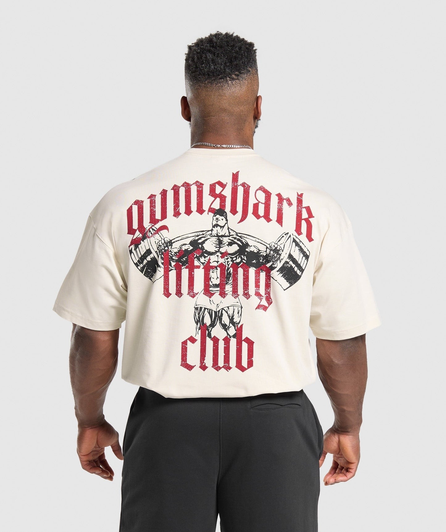 Gymshark Lifting Club T-Shirt - Oat White/Conditioning Red