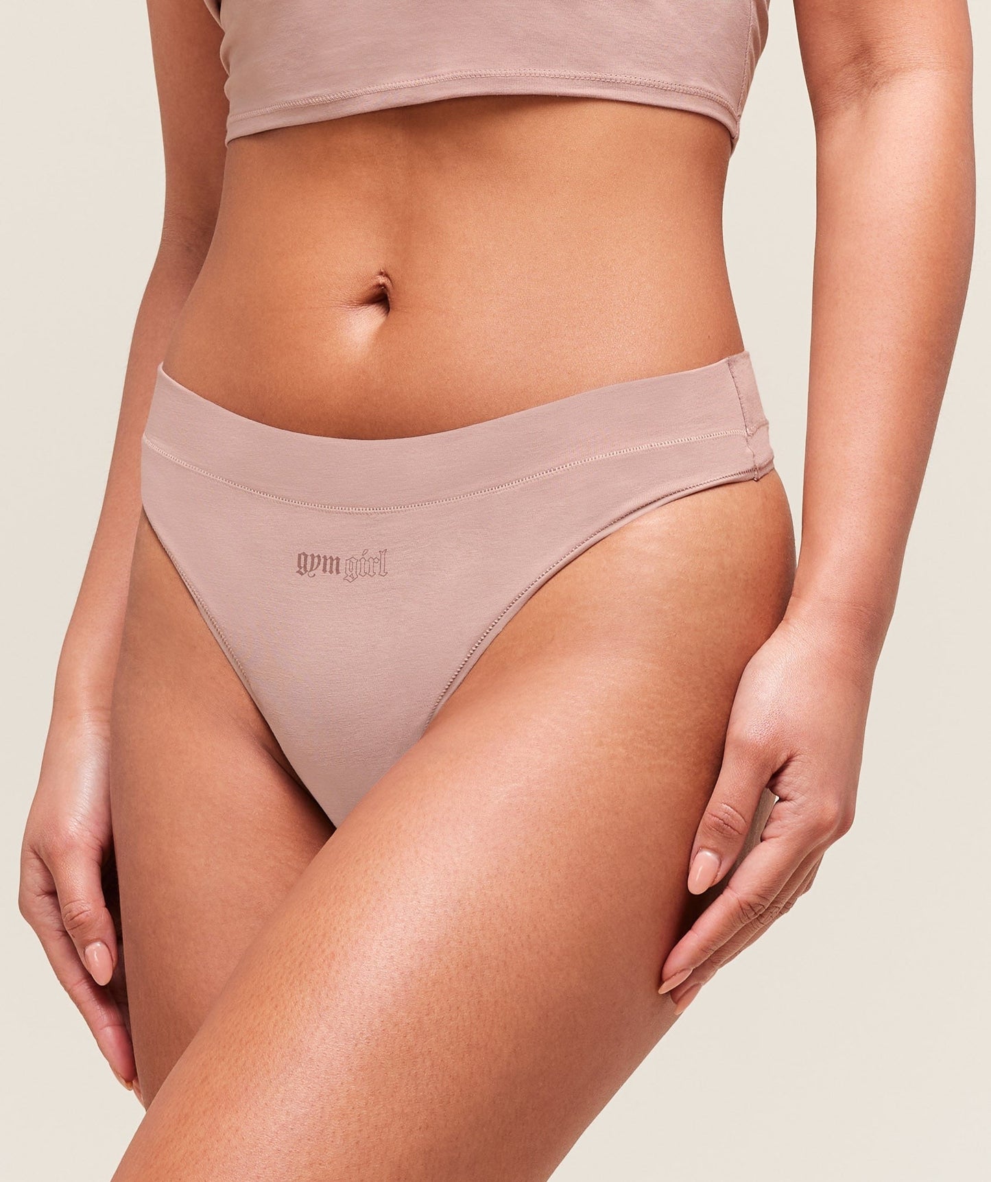 Gymshark Cotton Graphic Thong - Muted Pink