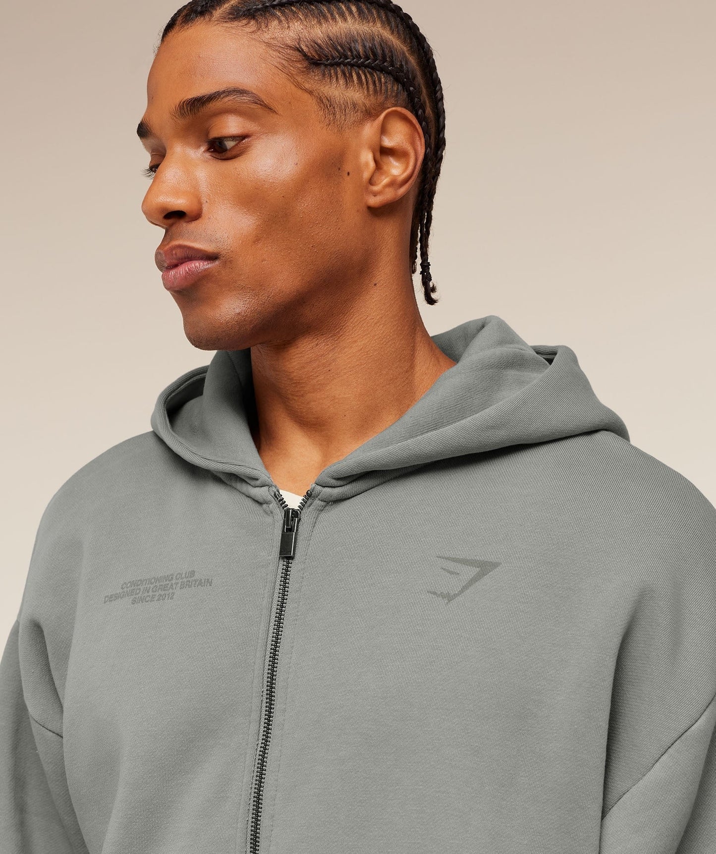 Gymshark Conditioning Club Washed Zip Through Hoodie - Smokey Grey/Wash