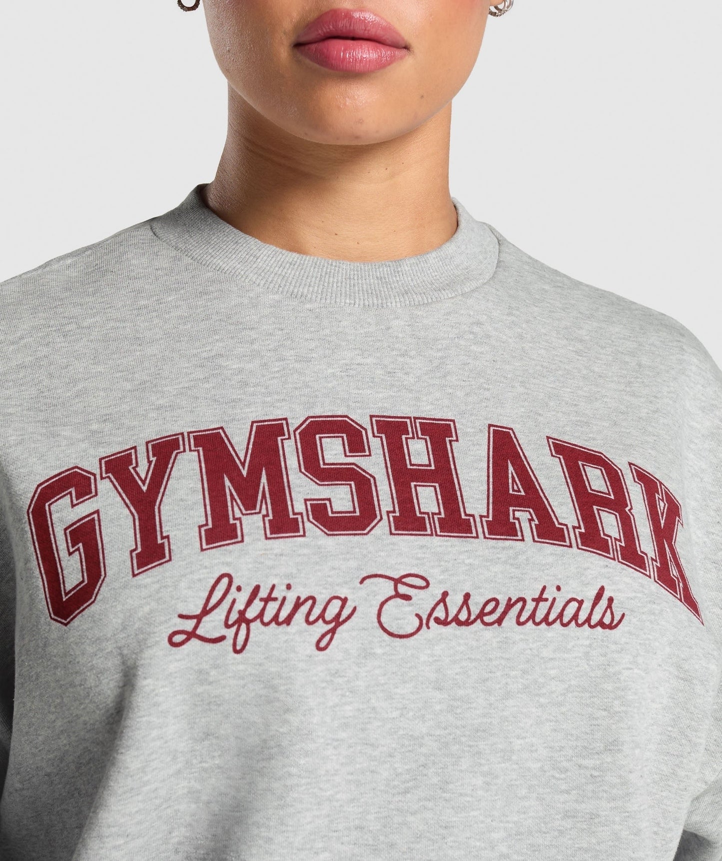 Gymshark Lifting Essentials Graphic Brushed Oversized Sweatshirt - Light Grey Core Marl