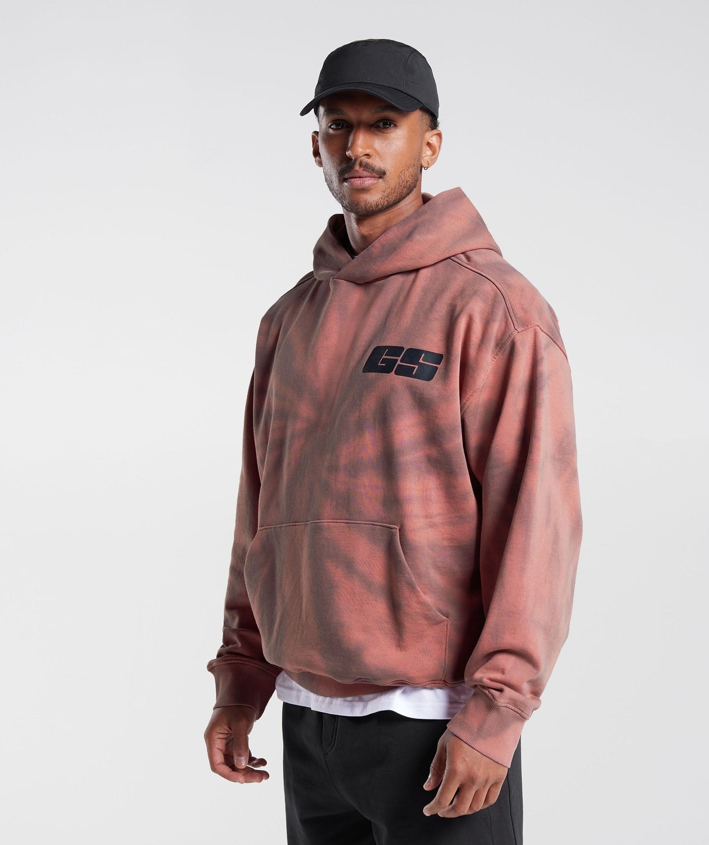 Gymshark Rest Day Hoodie - Terracotta Pink/Dusty Maroon/Spiral Optic Wash