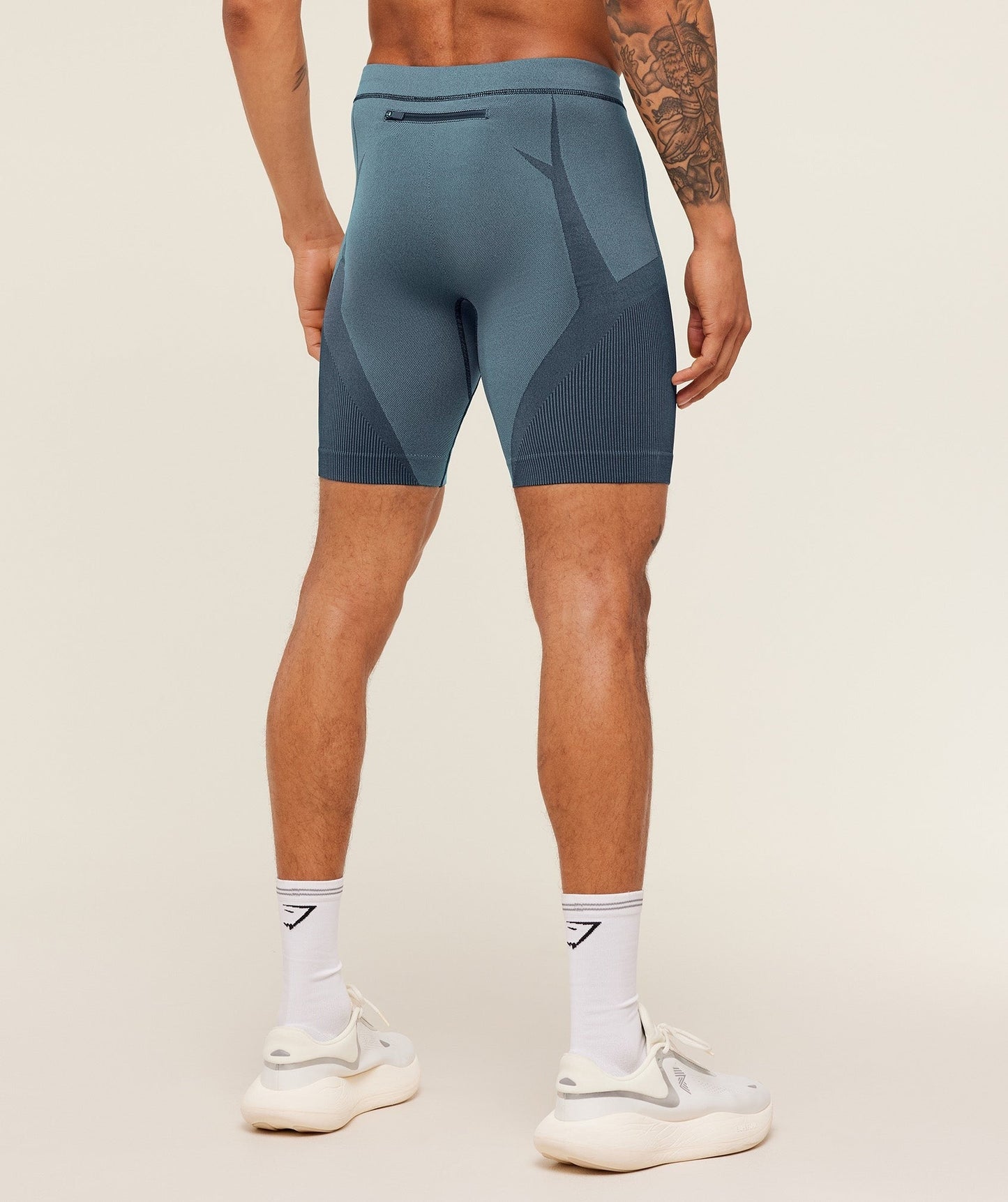 Gymshark Seamless Running Half Tight - Stealth Blue / Storm Blue