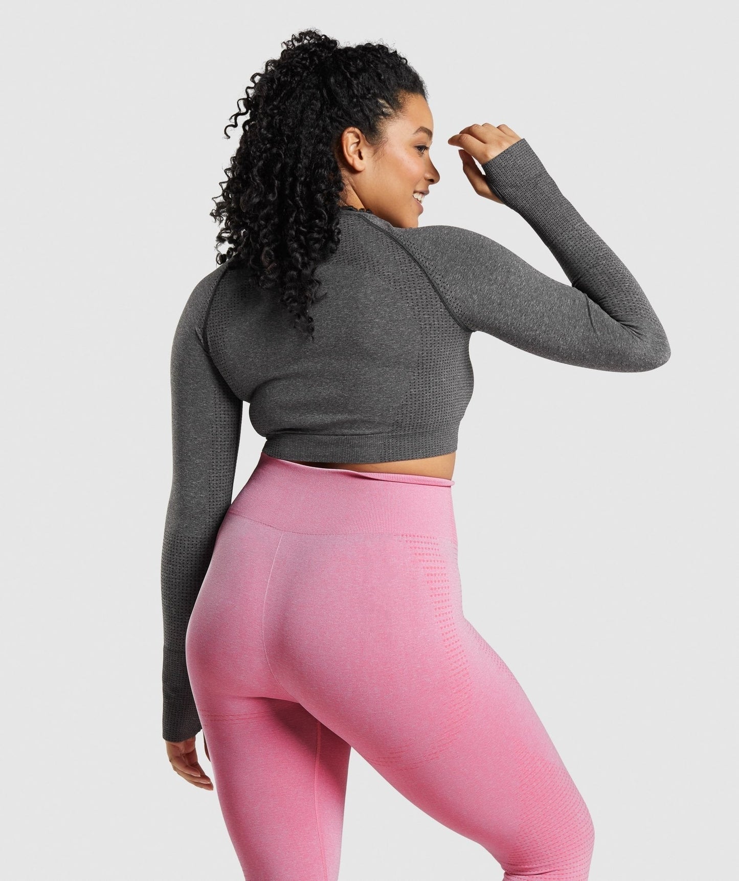 Gymshark Vital Seamless 2.0 Long Sleeve Crop Top - Charcoal Marl