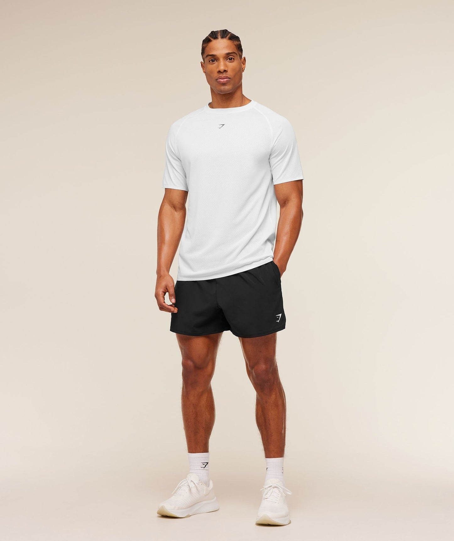 Gymshark Hybrid Engineered Jacquard T-Shirt - White
