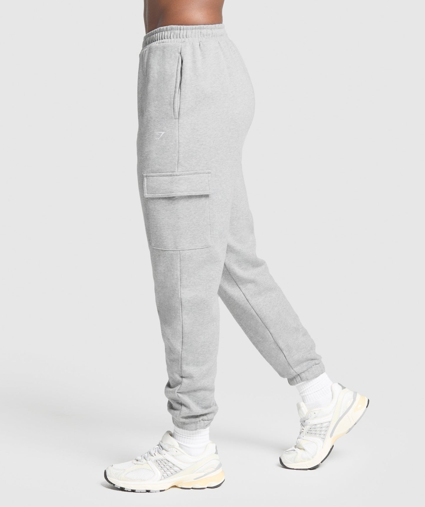 Gymshark Fleece Cargo Joggers - Light Grey Core Marl