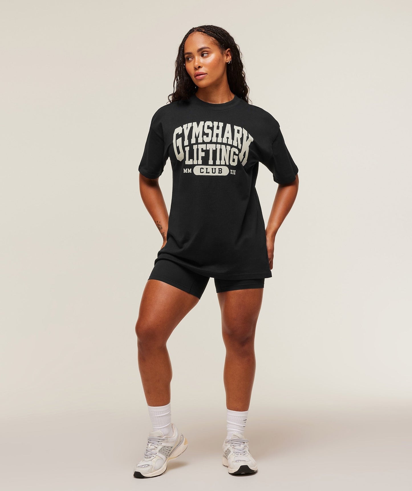 Gymshark Lifting Club Graphic Oversized T-Shirt - Black/Soft White