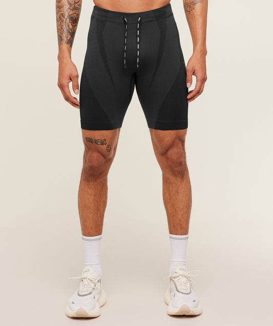 Gymshark Seamless Running Half Tight - Black/Grey