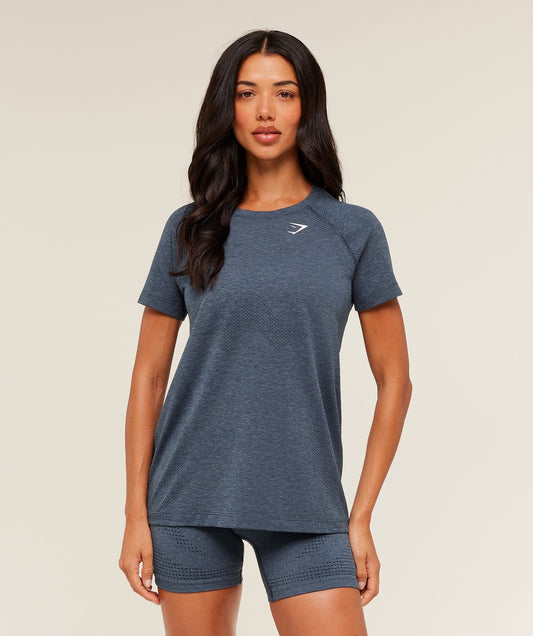 Gymshark Vital Seamless 2.0 Light T-Shirt - GS Stealth Blue/ Marl