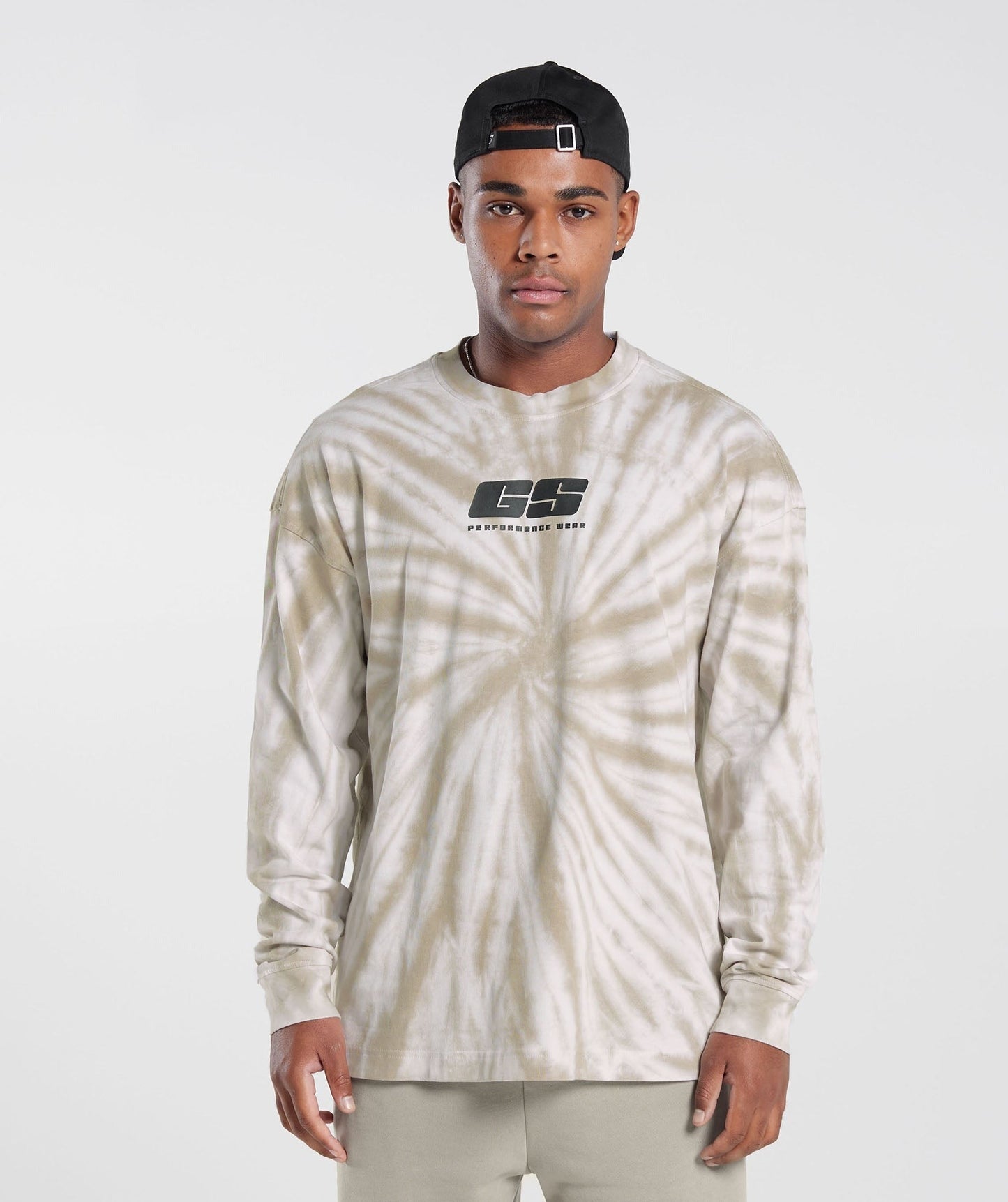 Gymshark Rest Day Long Sleeve T-Shirt - White/Mushroom Brown/Spiral Optic Wash