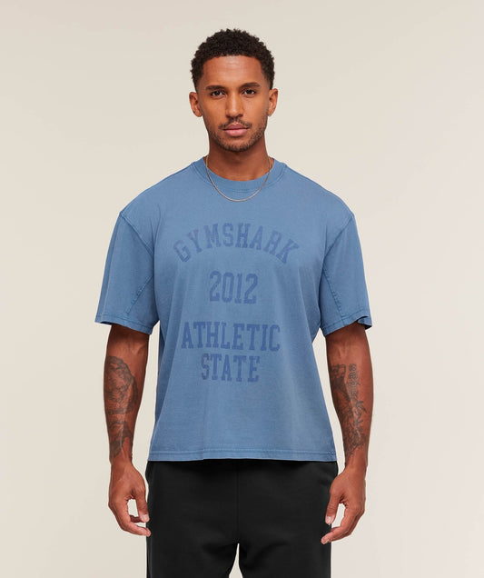 Gymshark Collegiate Washed T-Shirt - Compound Blue