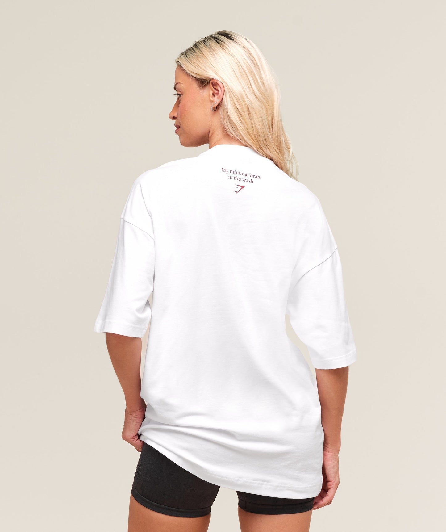 Gymshark Minimal Bra Graphic Oversized T-Shirt - White/Conditioning Red